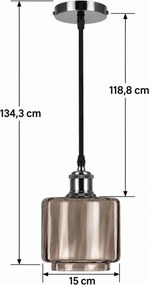 BRILAGI-LED Lustră pe cablu RETRO GLASS 1xE27/60W/230V Ø 15 cm negru/fumuriu bej