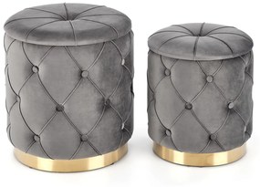 Set tabureti tapitati Polly Gri / Gold