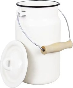 Bidon de lapte mic vintage din email, alb offwhite, Ø14,5×H20 cm, 2L, „Emil's Enamel"