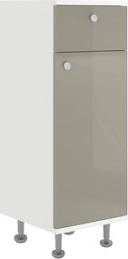 Corp Baie Zaria, 1 Sertar, 1 Usa, Gri Lucios/Alb, MDF, L 30 x l 35 x H 85 cm