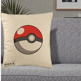 Perna Personalizata Pokeball Rosie, 40x40 cm, Bej, Husa Detasabila, Perna Inclusa, BEKZ®