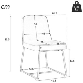 Set de 2 scaune de sufragerie din catifea, scaun tapițat cu spătar pentru sufragerie/living, 46x45x81,5 cm, Gri