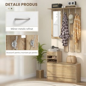 HOMCOM Set Mobilier cu 2 Rafturi Reglabile, 90x24x177 cm, Lemn Natural | Aosom Romania