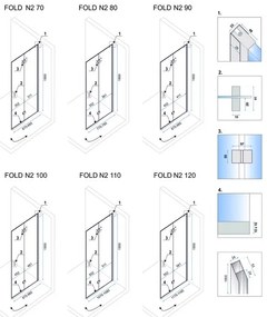 Cabina de dus pliabil Rea Fold N2 Modul 80x80 cm crom