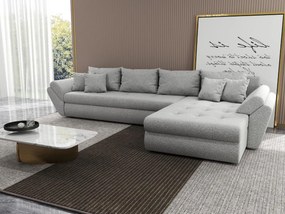 Colțar extensibil dumonde cu ladă de depozitare si sezut confortabil din spuma high-density, Loana XL Euphoria Dove II 335x185 cm
