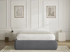 Pat matrimonial gri închis tapițat cu spațiu de depozitare/fără tăblie cu somieră 160x200 cm Inera – Bobochic Paris