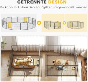 PawHut Parc pentru pui, 16 piese, parc pliabil pentru pui cu ușă pentru câini mici și medii, 3,2 x 3,2 x 0,8 m, Gri | Aosom Romania