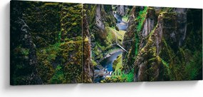 Tablou - Râu într-o vale stâncoasă (cu ceas) (90x30 cm)
