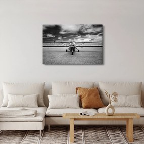 Tablou - Avion alb-negru și alb-negru (90x60 cm)