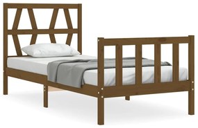 3192484 vidaXL Cadru de pat cu tăblie, maro miere, 100x200 cm, lemn masiv