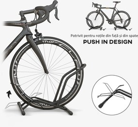 SPORTNOW Cavalet pentru Biciclete pentru Anvelope, Suport de Bicicletă de Podea din Oțel, 59x41x38 cm, Negru | Aosom Romania