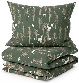 Lenjerie de pat din microfibra OAK DEER verde inchis Dimensiune lenjerie de pat: 70 x 90 cm | 140 x 200 cm