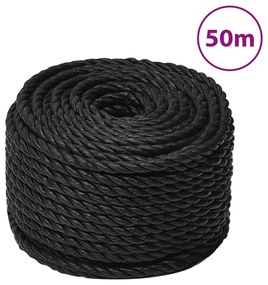 Franghie de lucru, negru, 14 mm, 50 m, polipropilena 1, Negru, 50 m, 14 mm