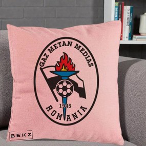 Perna Personalizata Gaz Metan Medias 1945 Fotbal, 40x40 cm, Roz, Husa Detasabila, Perna Inclusa, BEKZ®