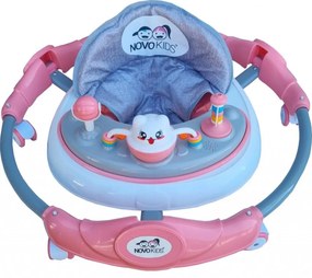 Premergator reglabil in 6 trepte de inaltime NOVOKIDS™ Little Kitty, Cu melodii, Pliabil, Max 20 kg, Roti silentioase, Model Pisicuta, Roz