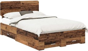 vidaXL Cadru de pat cu headboard Lemn vechi 120 x 190 cm Lemn compozit