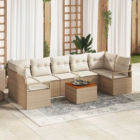 vidaXL Set de canapea pentru grădină 8 piese cu perne bej din ratan sintetic Acacia.