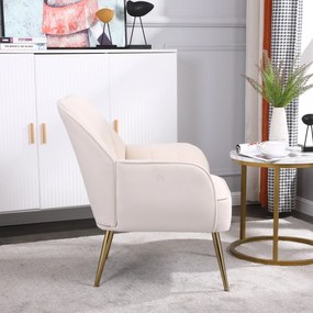 Fotoliu de salon modern din catifea, Design ergonomic, Bej