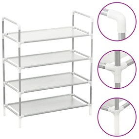 vidaXL Raft încălțăminte 4 etajere, argintiu, metal și textil nețesut