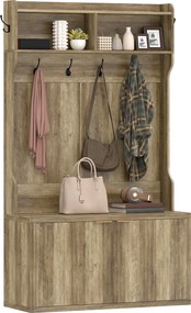 HOMCOM Cuier pantofar 4 în 1 Cuier modern cu raft deschis pentru hol intrare dormitor 100x38x172 cm Stejar | Aosom Romania