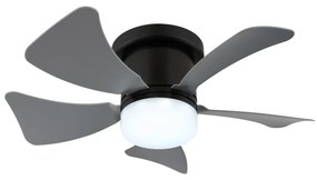 Plafoniera LED cu ventilator, 10W, 750lm, lumina calda/neutra/rece 3000-6500K, IP20, neagra, Globo