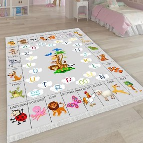 Covor copii antiderapant, 120x180 cm, Alphabet Animals