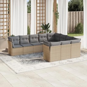 vidaXL Set canapele de grădină cu perne, 10 piese, bej, poliratan