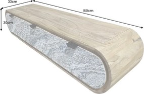 Comoda suspendata din lemn de salcam si furnir de piatra ORGANIC 160cm