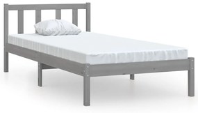 810074 vidaXL Cadru de pat, gri, 100x200 cm, lemn masiv de pin