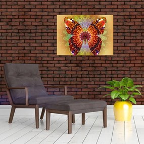 Tablou pe sticlă - Fluture etno (70x50 cm)