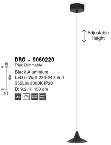 Pendul LED design minimalist DRO negru