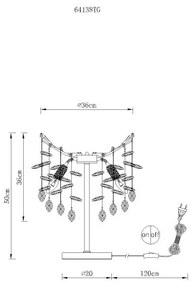 Veioza metal auriu mat, cristale de sticla QUEENA