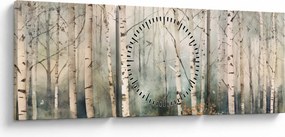 Tablou - Desenarea unui model de pădure (cu ceas) (90x30 cm)