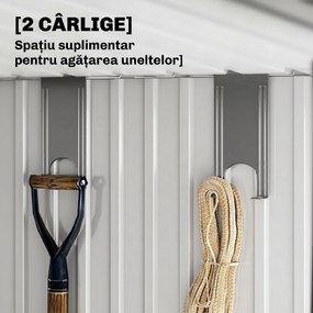 Outsunny Magazie 6,5 x 4 FT din metal galvanizat cu fundatie pentru gradina, Depozit cu incuietoare pentru unelte, Gri
