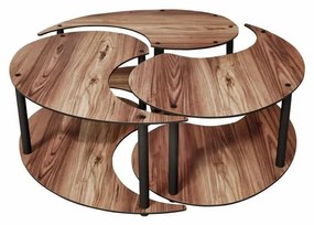 Set de măsuțe de cafea Yin Yang Walnut, 3buc.