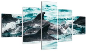 Tablou - Delfini în ocean (125x70 cm), în 40 de alte dimensiuni noi