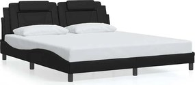 vidaXL Cadru de pat, Viana, fără saltea, negru, 180x200 cm, piele ecologică