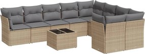 vidaXL Set canapele de grădină cu perne, 10 piese, bej, poliratan