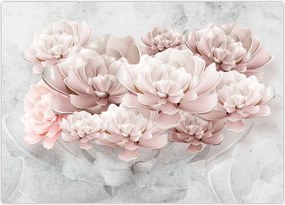 Tablou - Flori roz pe perete (70x50 cm)