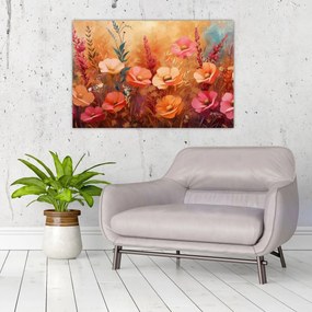 Tablou - Flori de pajiște, pictură (90x60 cm)