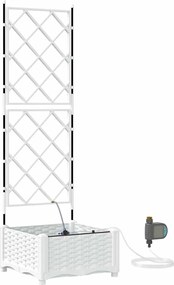 vidaXL Vază pentru Grădină Alb 40 x 40 x 126 cm Oțel