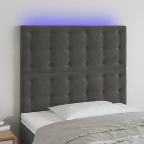 3122901 vidaXL Tăblie de pat cu LED, gri închis, 100x5x118/128 cm, textil
