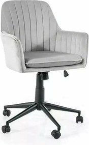 Scaun birou moale Q-886, gri deschis, stofa catifelata/metal, 58x44x83