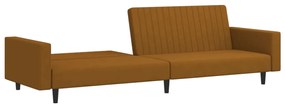 Canapea extensibila cu 2 locuri, maro, catifea Maro, Fara scaunel pentru picioare Fara scaunel pentru picioare