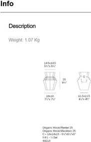 Ghiveci plante design decorativ modern exterior/interior ORIGAMI Hinoki 19x19x25cm