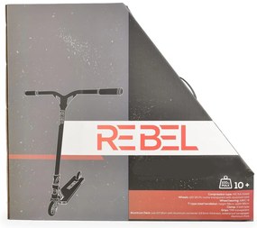 Trotineta Freestyle NOVOKIDS™ Rebel Stunter PRO, Maner 67 cm latime, Max 100 kg, Frana picior, Cadru si roti aluminiu, Diametru roata 120 mm, Negru