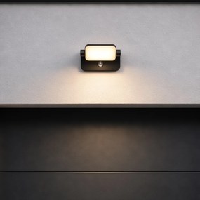Aplică de perete exterioară neagră cu LED reglabil cu senzor de mișcare - Kamile
