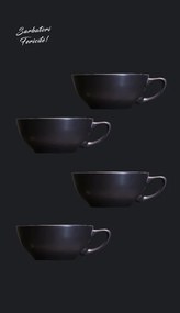 Set Cadou 4 Cesti Vulcano Adora 300ml (design organic, forma atipica) Negru Mat (2 + 2 cadou)