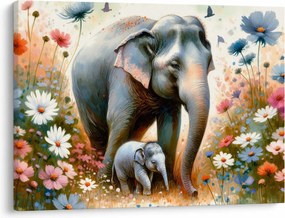 Tablou - Mama elefant, acuarelă (70x50 cm)