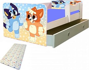 Pat junior Bluey 2 cu saltea si sertar